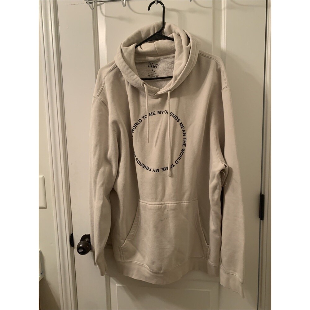 FANJOY My Friends Mean The World To Me Hoodie Men's Size XL Sweatshirt Beige